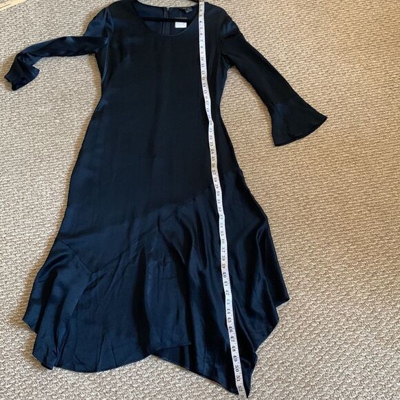 NWT Club Monaco women’s navy Long Sleeve Flounce asymmetric Dress size 10 - Picture 13 of 14